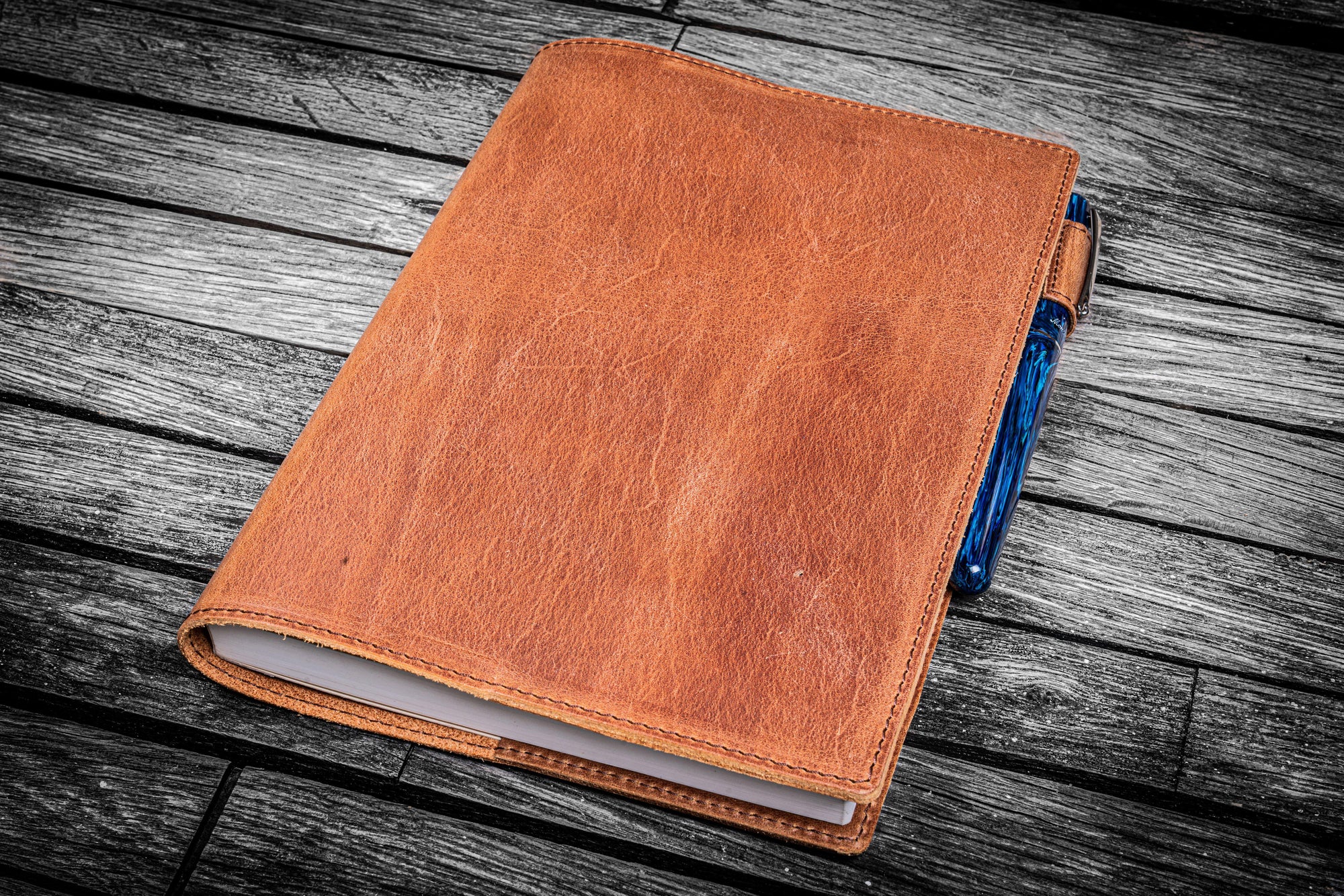 Leather Slim A5 Notebook / Planner Cover - Crazy Horse Tan-Galen Leather