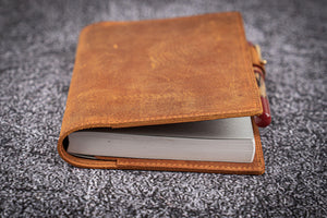 Leather Slim A6 Notebook / Planner Cover - Crazy Horse Brown-Galen Leather