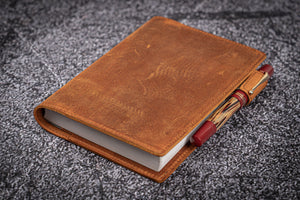 Leather Slim A6 Notebook / Planner Cover - Crazy Horse Brown-Galen Leather