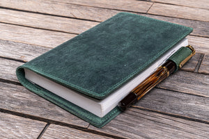 Leather Slim A6 Notebook / Planner Cover - Crazy Horse Forest Green-Galen Leather