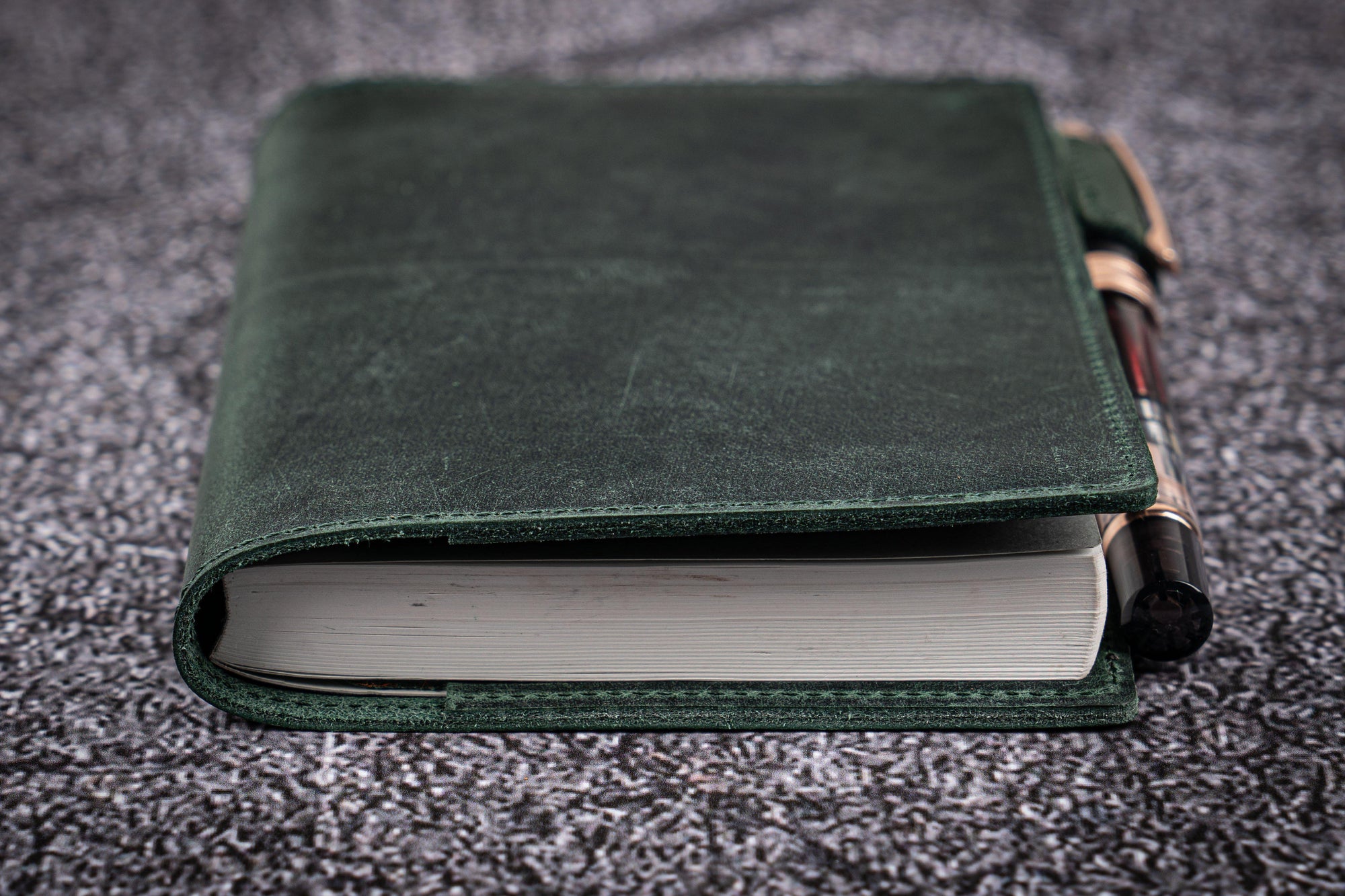 Forest Green Leather Slim A6 Notebook / Planner Cover - Galen Leather