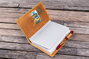 Leather Slim A6 Notebook / Planner Cover - Crazy Horse Honey Ochre-Galen Leather
