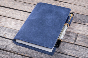 Leather Slim A6 Notebook / Planner Cover - Crazy Horse Navy Blue-Galen Leather