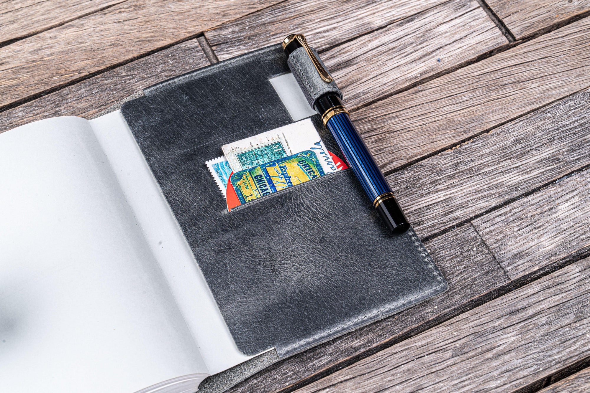 Smoky Grey Leather Slim A6 Notebook / Planner Cover - Galen Leather
