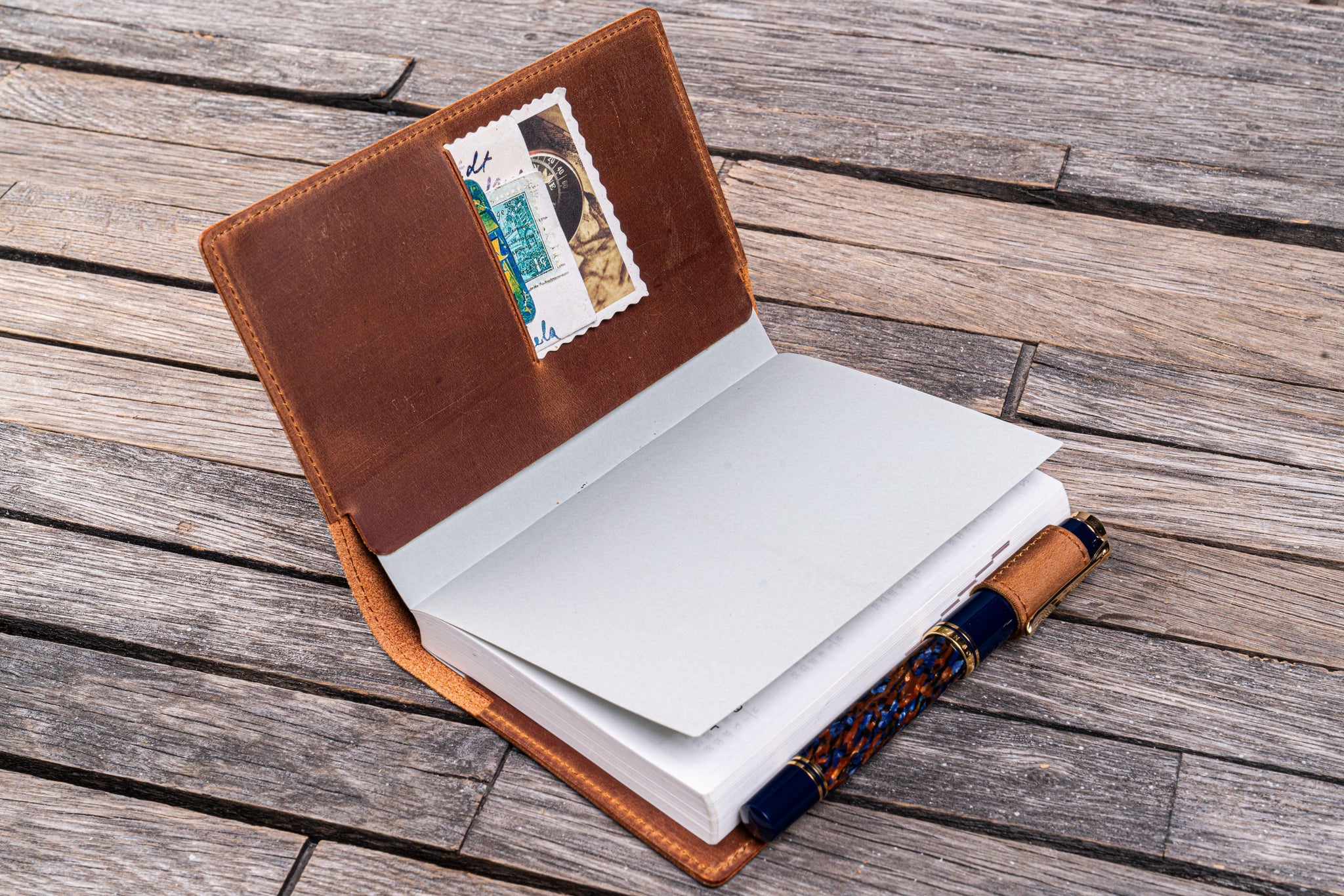 Tan Leather Slim A6 Notebook Planner Cover - Galen Leather