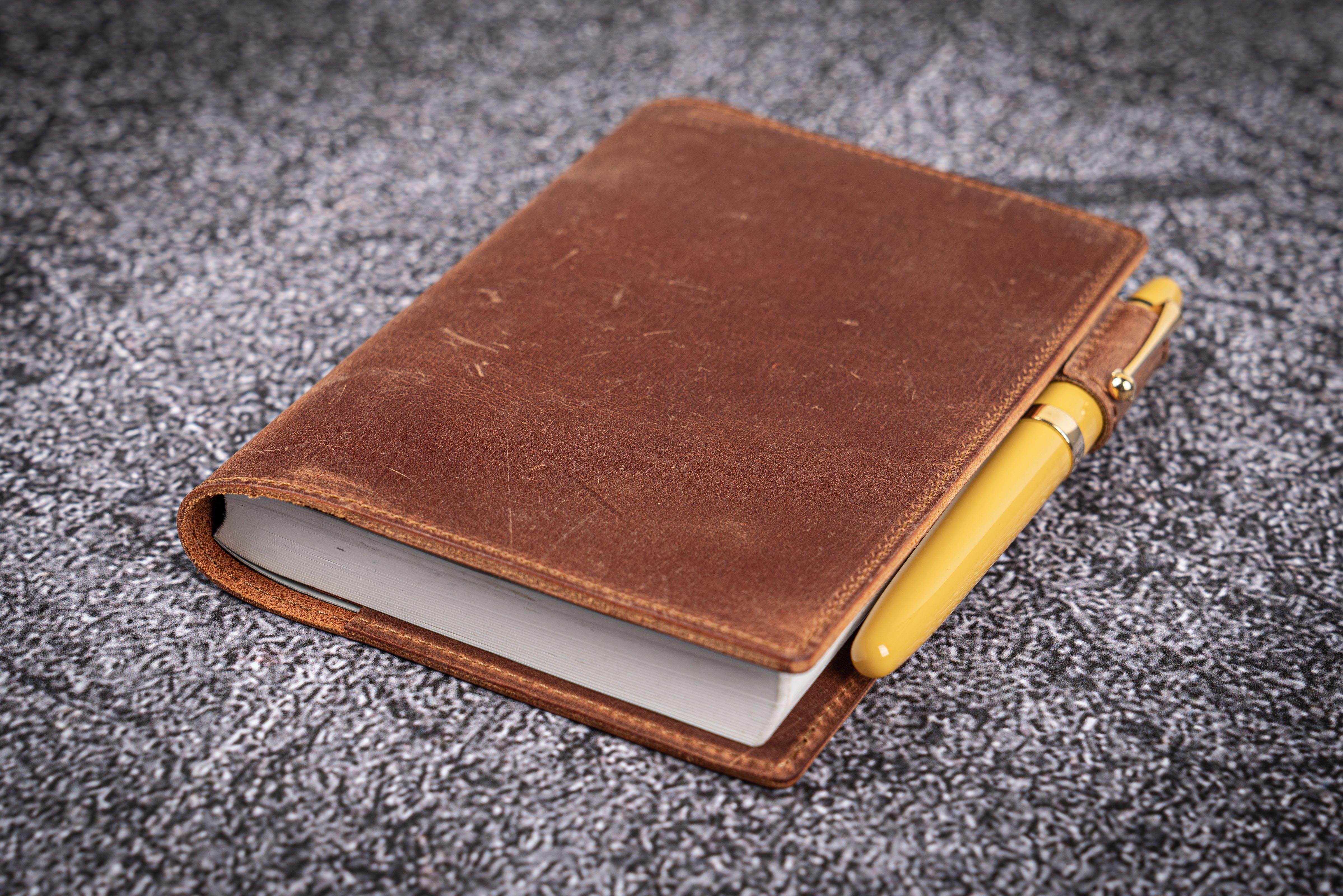 Tan Leather Slim A6 Notebook Planner Cover - Galen Leather