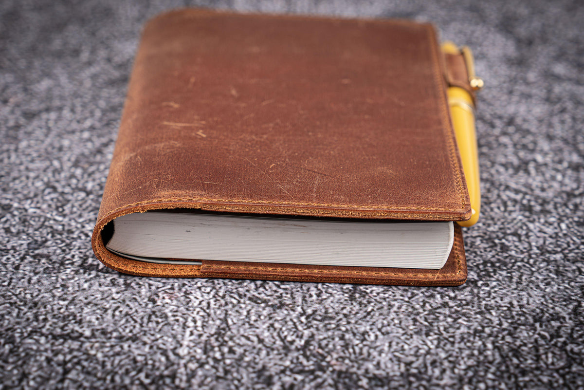 Tan Leather Slim A6 Notebook Planner Cover - Galen Leather
