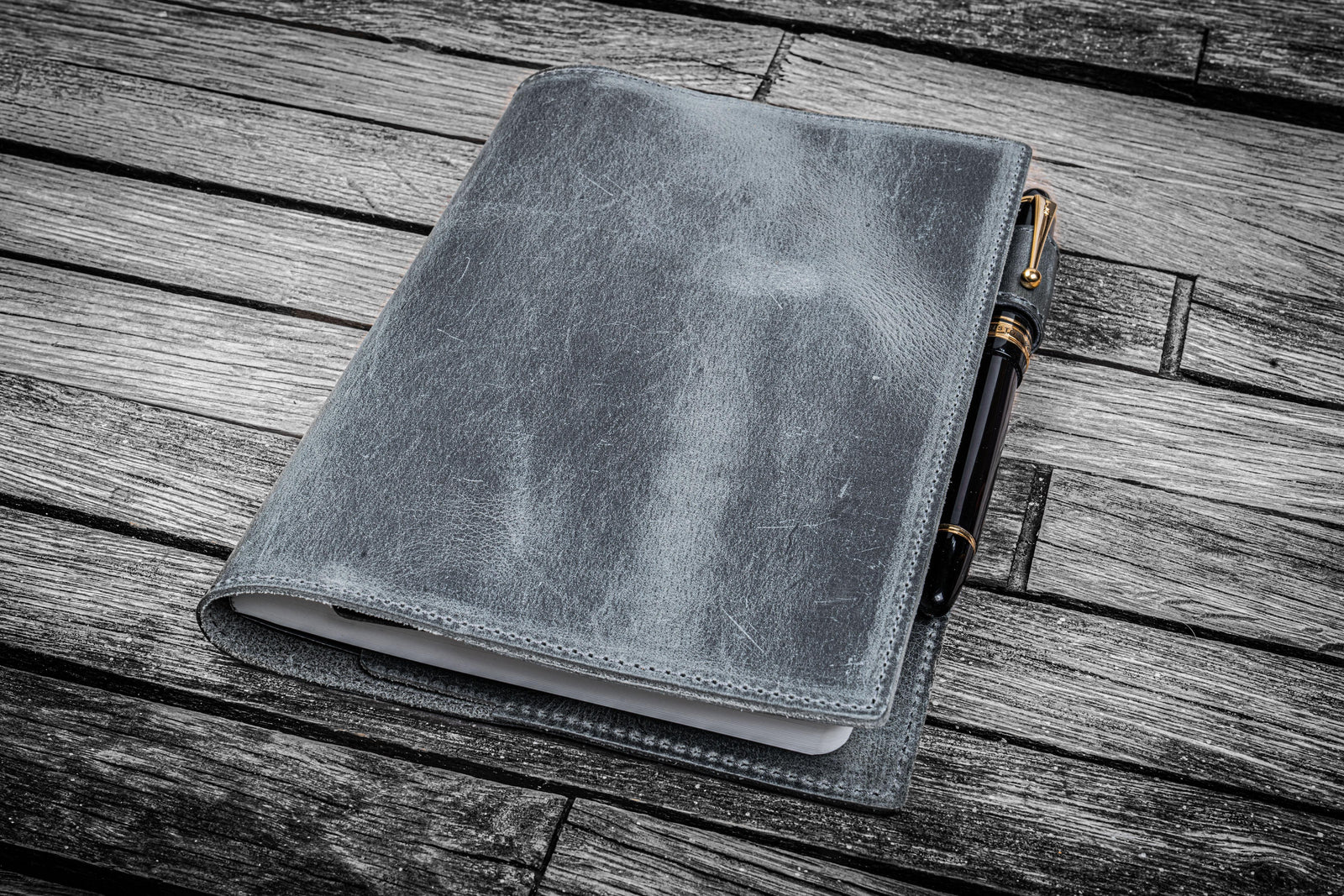 Leather Slim B6 Notebook / Planner Cover - Crazy Horse Smoky-Galen Leather