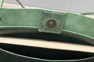 Leather Tote Bag - Crazy Horse Forest Green-Galen Leather