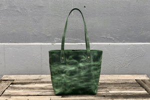 Leather Tote Bag - Crazy Horse Forest Green-Galen Leather