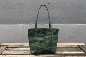 Leather Tote Bag - Crazy Horse Forest Green-Galen Leather