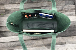 Handmade Green Leather Tote Bag - Galen Leather