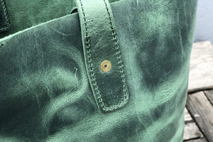 Leather Tote Bag - Crazy Horse Forest Green-Galen Leather