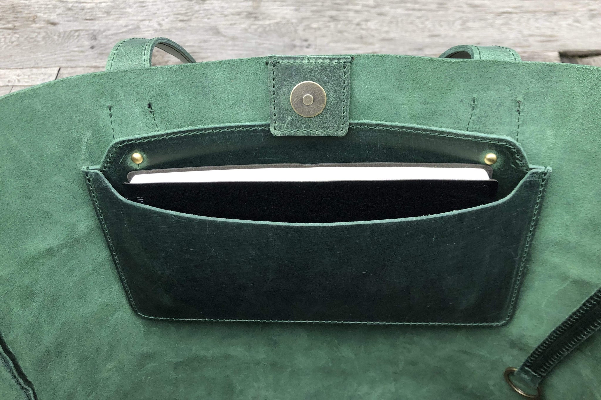 Handmade Green Leather Tote Bag - Galen Leather