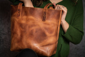 Leather Tote Bag - Crazy Horse Tan-Galen Leather