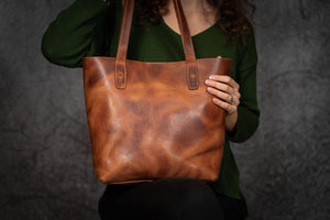 Leather Tote Bag - Crazy Horse Tan-Galen Leather