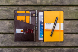 Leather Travel Journal for iPad Mini & Large Moleskine - Dark Brown-Galen Leather
