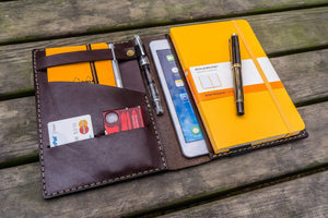 Leather Travel Journal for iPad Mini & Large Moleskine - Dark Brown-Galen Leather