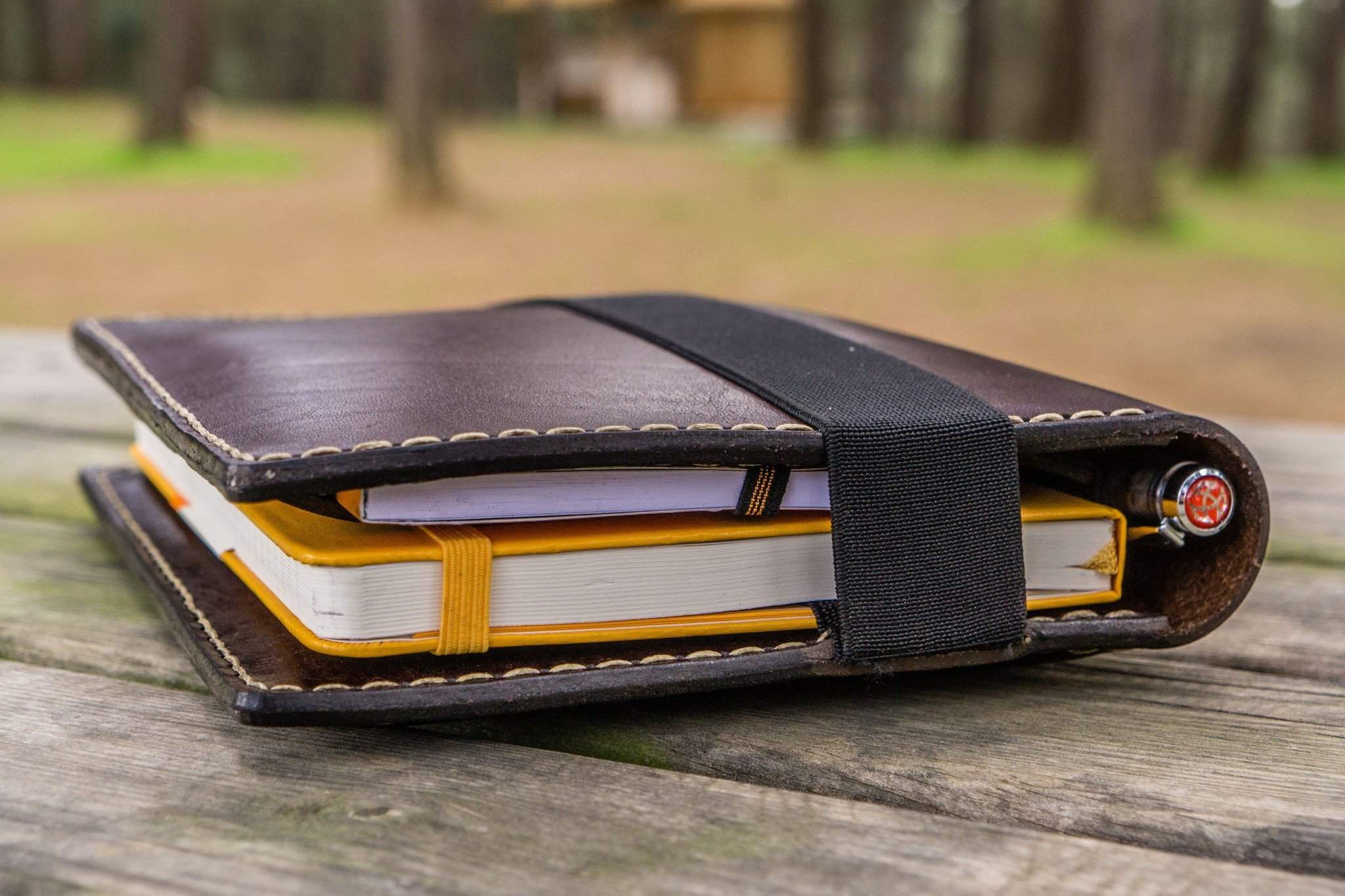 Leather Travel Journal for iPad Mini & Large Moleskine - Dark