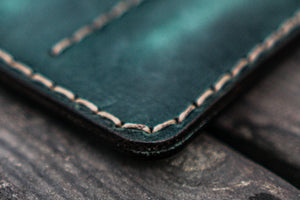 Leather Triple Fountain Pen Case / Pen Pouch - Crazy Horse Forest Green-Galen Leather