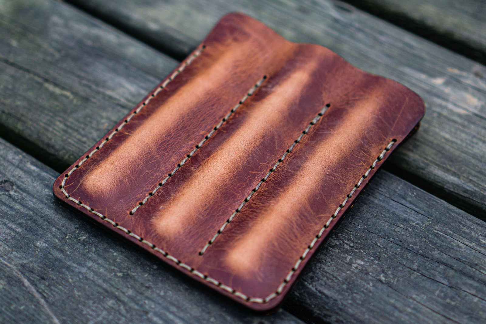 Leather Triple Fountain Pen Case / Pen Pouch - Crazy Horse Tan-Galen Leather