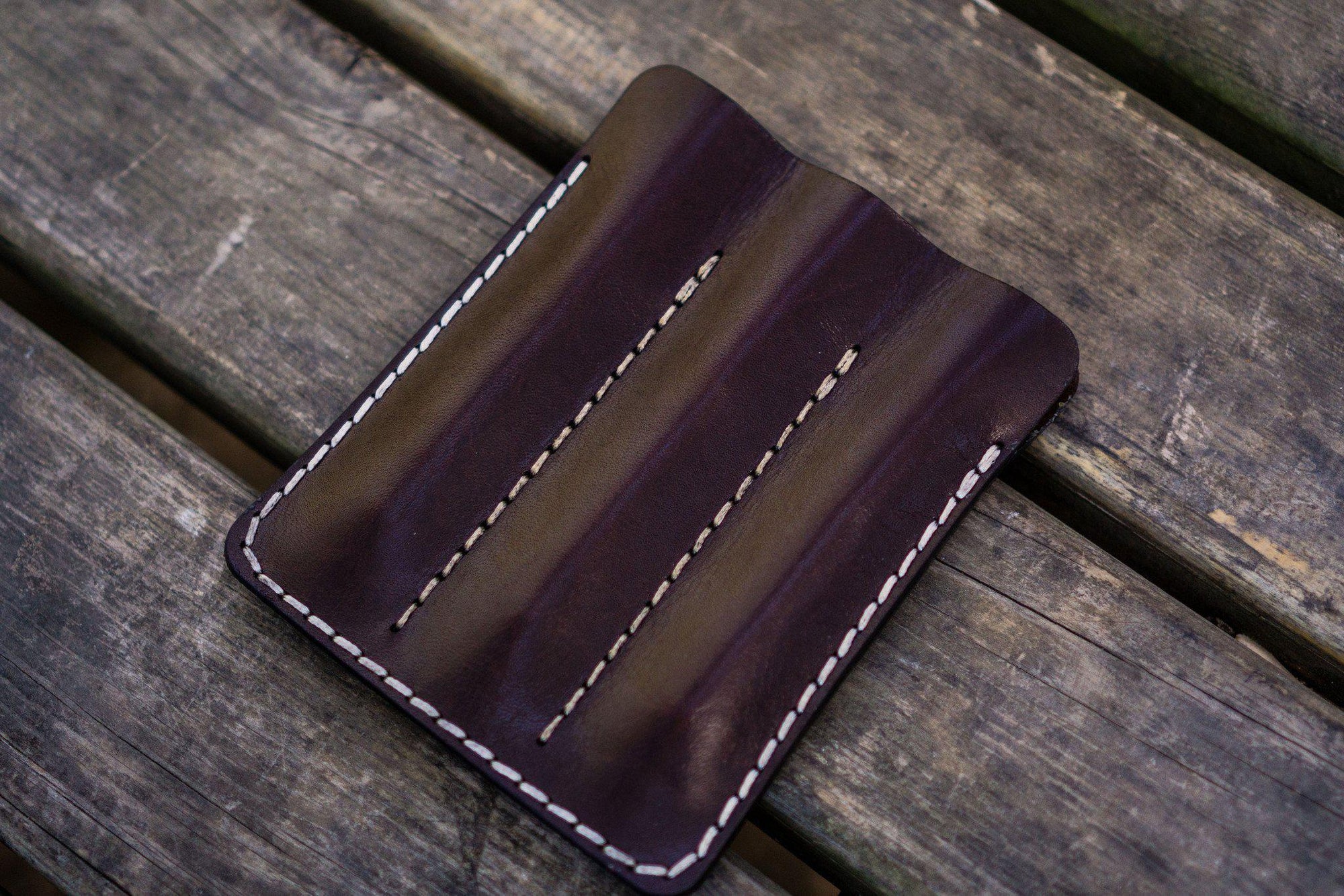 Leather Triple Fountain Pen Case / Pen Pouch - Dark Brown-Galen Leather