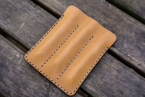 Leather Triple Fountain Pen Case / Pen Pouch - Natural-Galen Leather