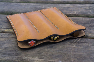 Leather Triple Fountain Pen Case / Pen Pouch - Natural-Galen Leather