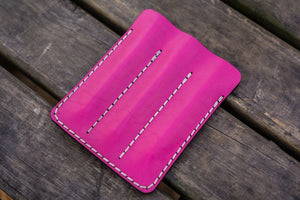 Leather Triple Fountain Pen Case / Pen Pouch - Pink-Galen Leather