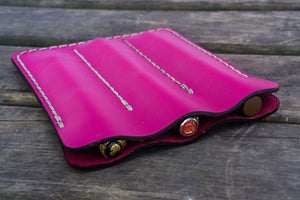 Leather Triple Fountain Pen Case / Pen Pouch - Pink-Galen Leather