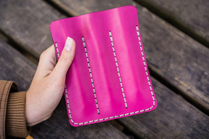 Leather Triple Fountain Pen Case / Pen Pouch - Pink-Galen Leather