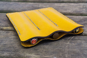 Leather Triple Fountain Pen Case / Pen Pouch - Yellow-Galen Leather