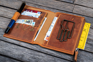 Leather Wallet Insert for Traveler's Notebook - Passport Size - Crazy Horse Brown-Galen Leather