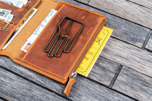 Leather Wallet Insert for Traveler's Notebook - Passport Size - Crazy Horse Brown-Galen Leather