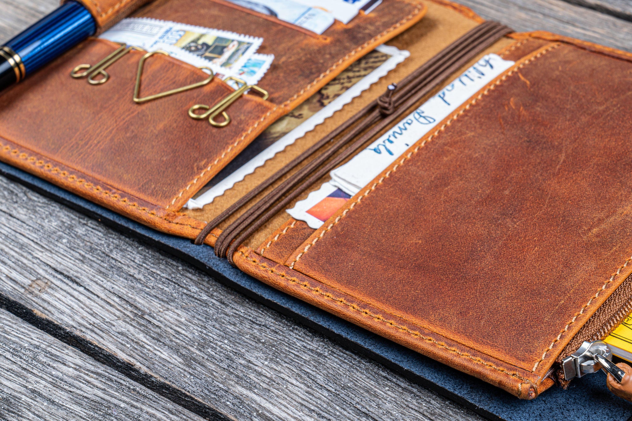 Leather Wallet Insert for Traveler's Notebook - Passport Size - Crazy Horse Brown