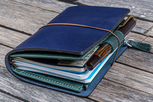 Leather Wallet Insert for Traveler's Notebook - Passport Size - Crazy Horse Forest Green-Galen Leather