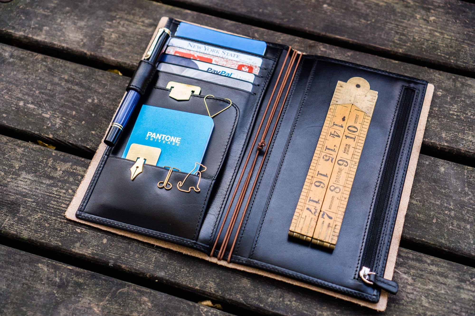 Leather Wallet Insert for Traveler's Notebook Regular Size Black