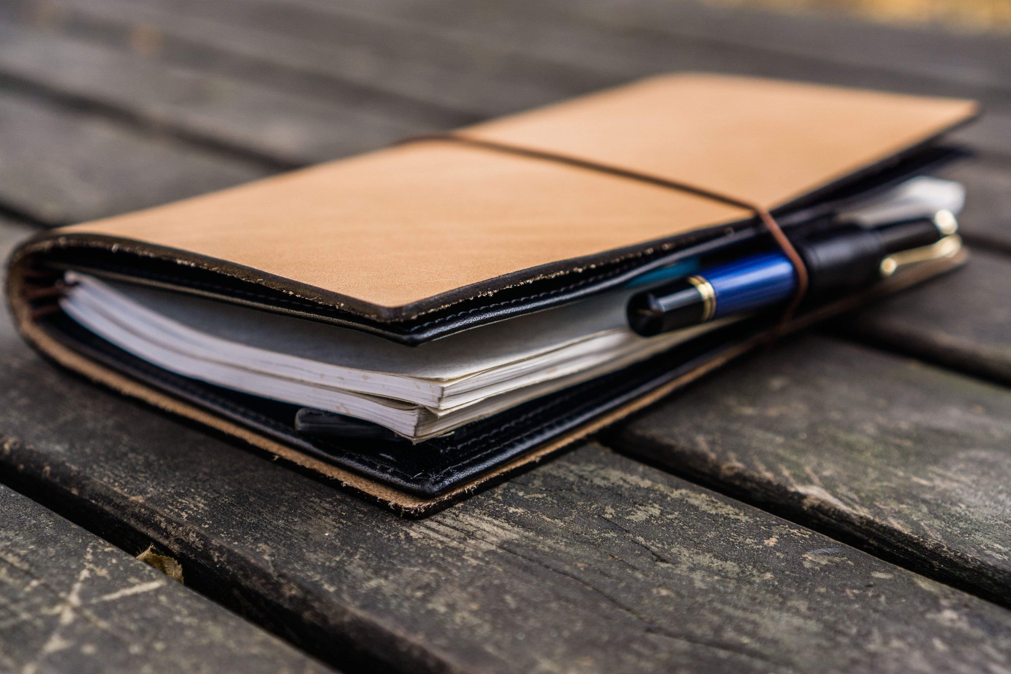 Leather Wallet Insert for Traveler's Notebook Regular Size Black