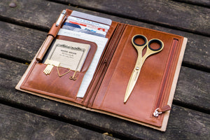 Leather Wallet Insert for Traveler's Notebook - Regular Size - Brown-Galen Leather