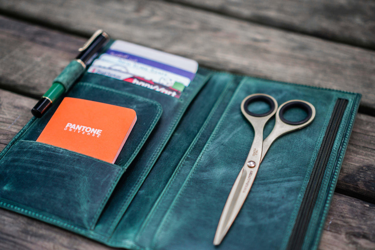 Handmade Leather Wallet Insert - Regular Size - Crazy Forest Green ...