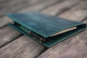 Leather Wallet Insert for Traveler's Notebook - Regular Size - Crazy Forest Green-Galen Leather