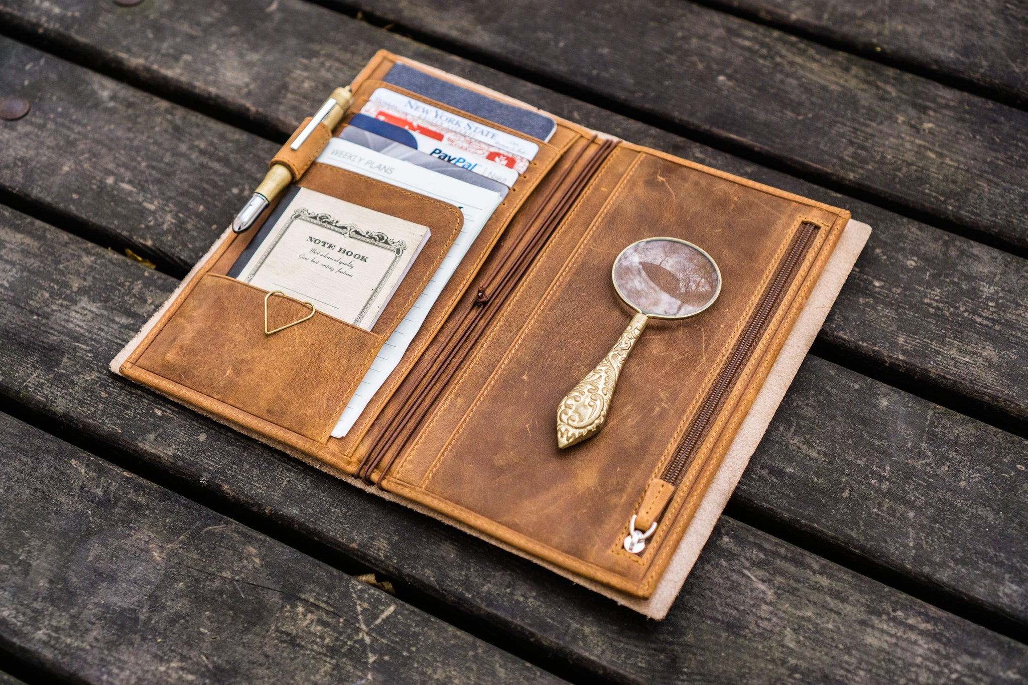 Handmade Leather Wallet Insert - Regular Size - Crazy Horse Brown