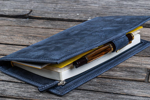 Leather Wallet Insert for Traveler's Notebook - Regular Size - Crazy Horse Navy Blue-Galen Leather