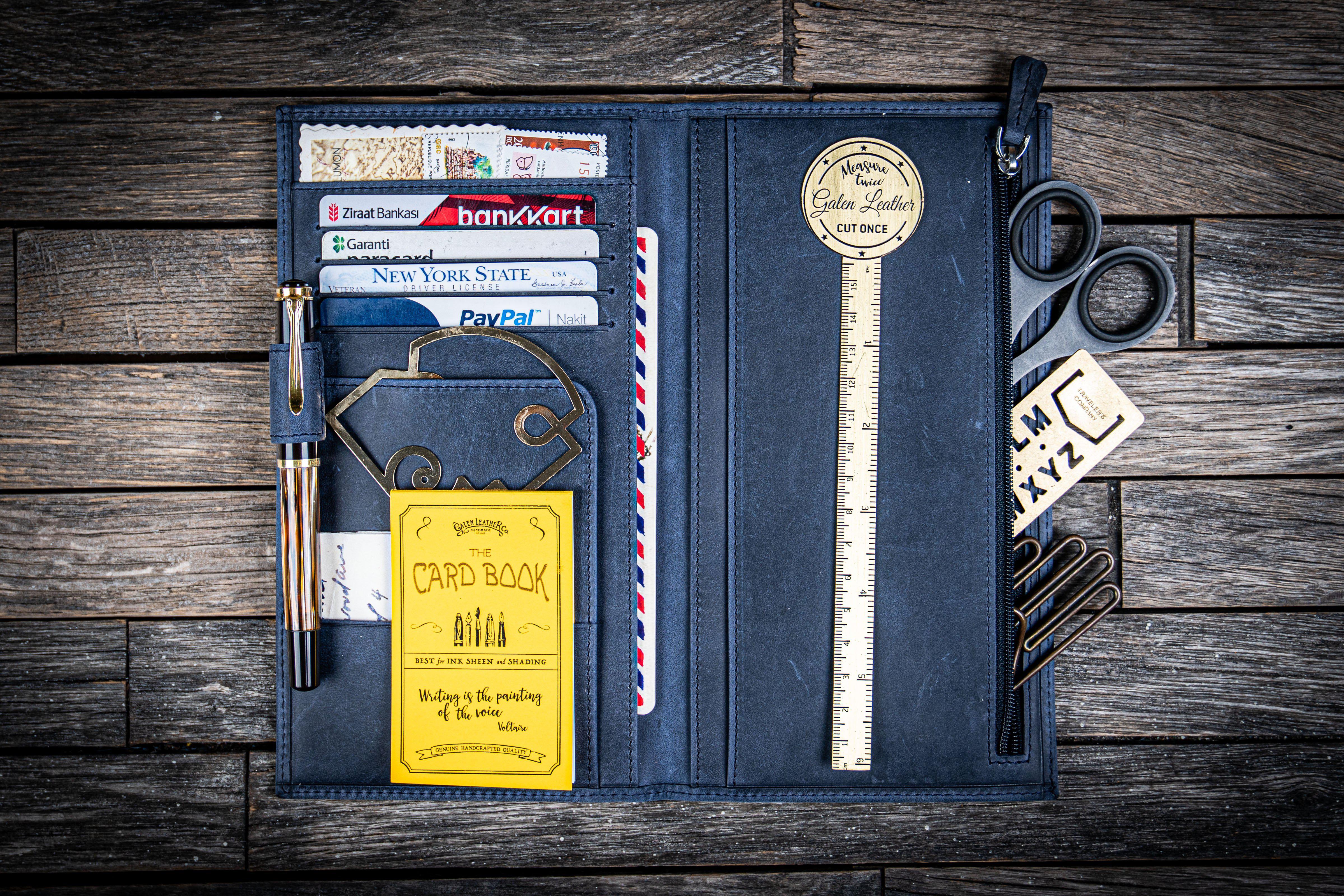 Handmade Leather Wallet Insert - Regular Size - Navy Blue - Galen