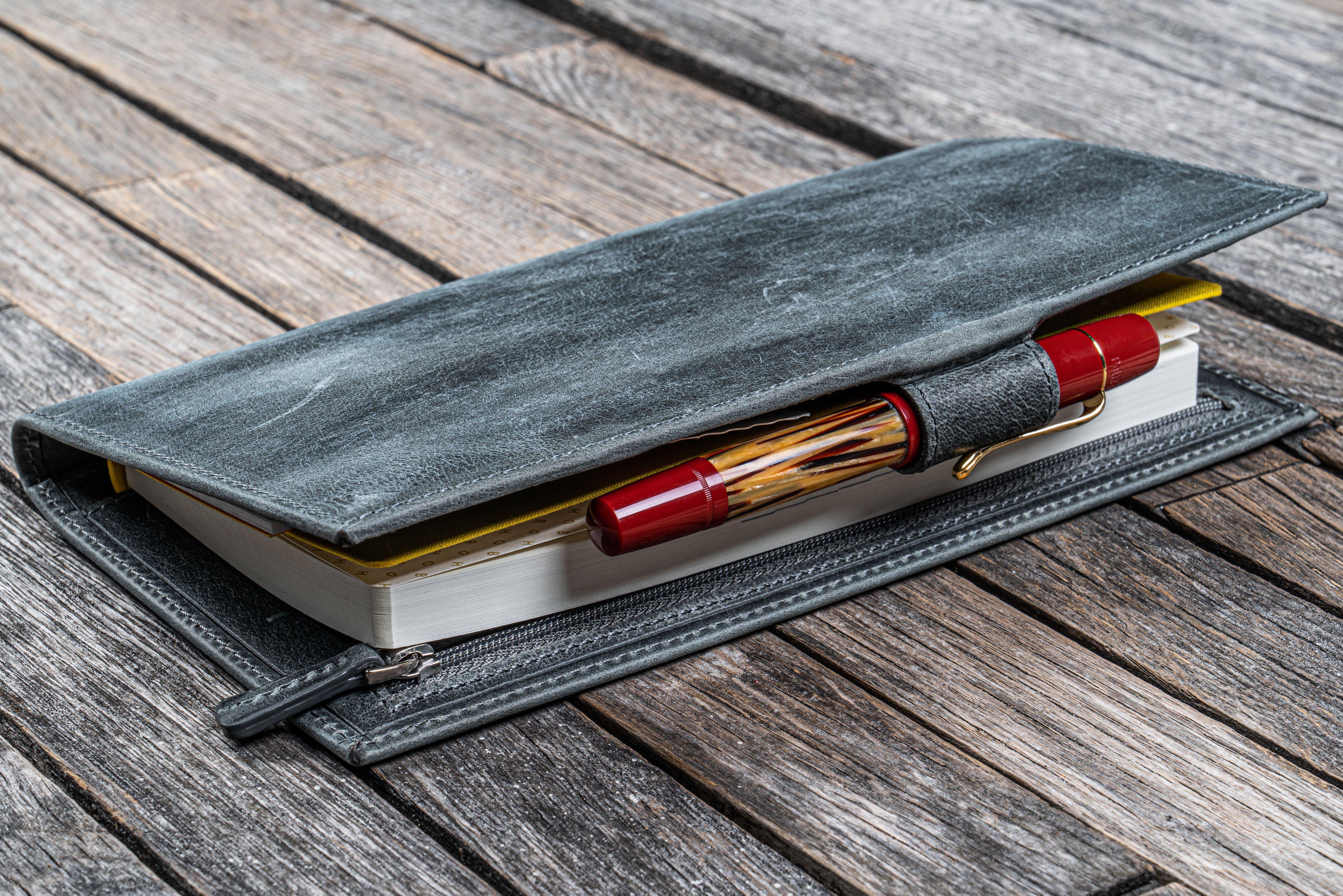 Handmade Leather Long Wallet Insert - 9.5cm x 13.5cm - Smoky Grey ...