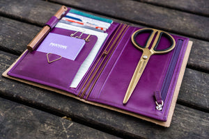 Leather Wallet Insert for Traveler's Notebook - Regular Size - Purple-Galen Leather