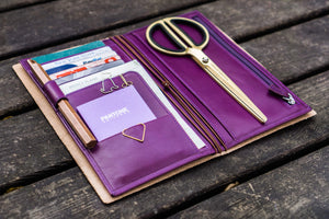 Leather Wallet Insert for Traveler's Notebook - Regular Size - Purple-Galen Leather