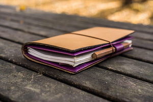 Leather Wallet Insert for Traveler's Notebook - Regular Size - Purple-Galen Leather