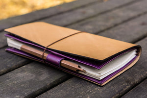 Leather Wallet Insert for Traveler's Notebook - Regular Size - Purple-Galen Leather