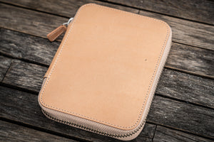 Leather Zippered 10 Slots Pen Case - Undyed Leather-Galen Leather